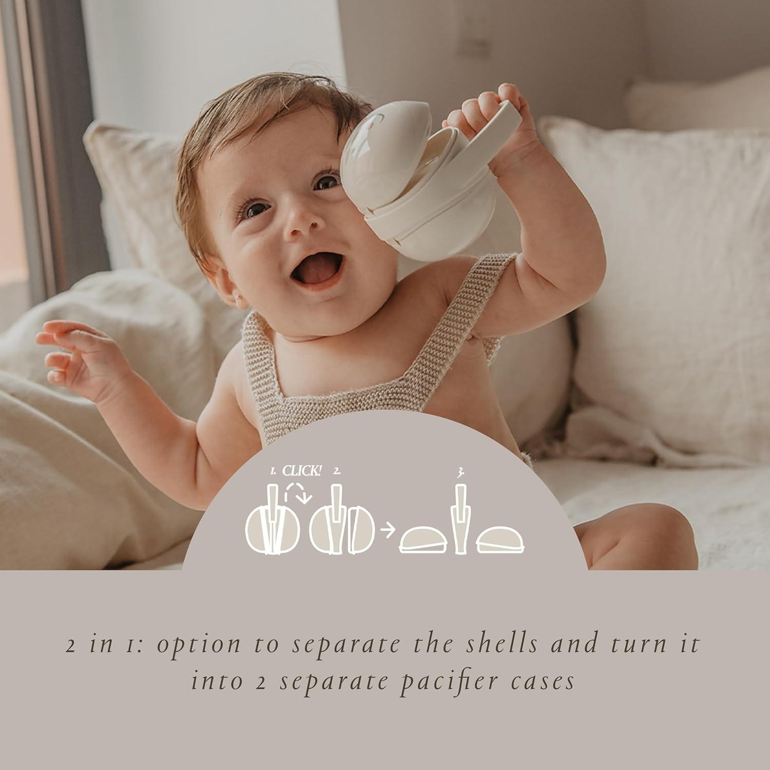 image:imageSuavinex Bonhomia 2 in 1 Duo Baby Pacifier Case Pacifier Holder Holds 2 Baby Pacifiers Baby Accessories BeigePink