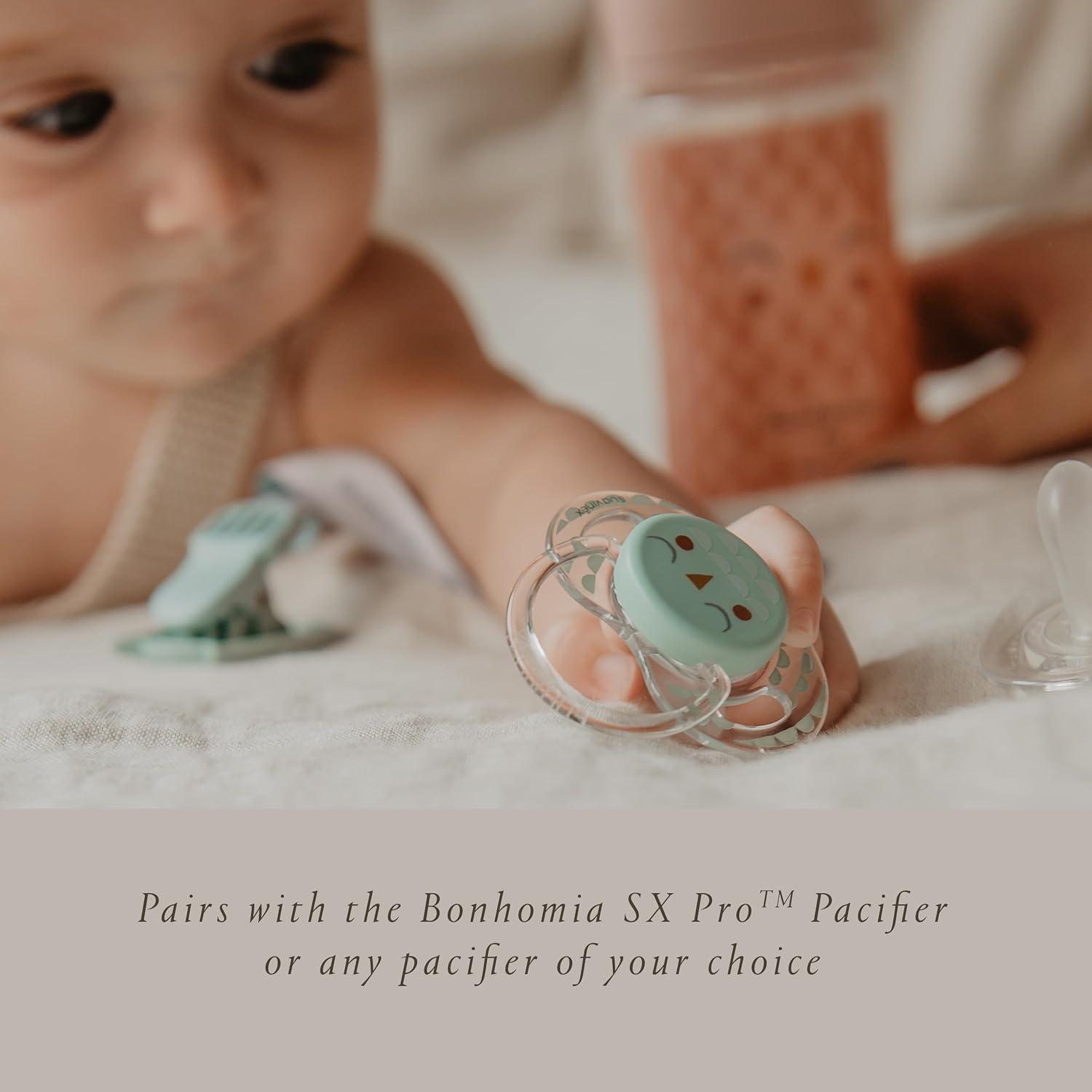 image:imageSuavinex Bonhomia Premium Baby Pacifier Clip with Ribbon Stylish Binky Clips with Double Sided Design Baby Accessories Baby Essentials 0mo Beigebeige