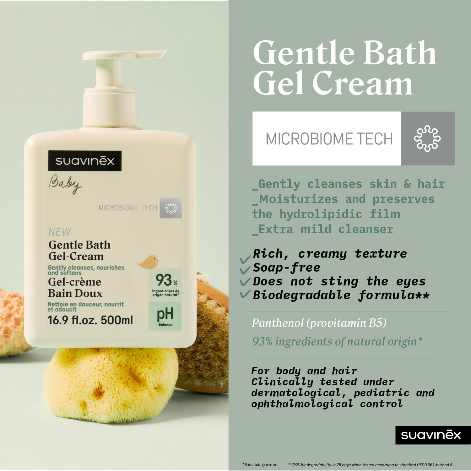 image:imageSuavinex Gentle Bath Gel Cream Baby Shower Gel and Shampoo Soap Free Baby Wash Tear Free Suitable for Sensitive Skin and Newborns 93 Natural Ingredients with Prebiotic 169 fl oz