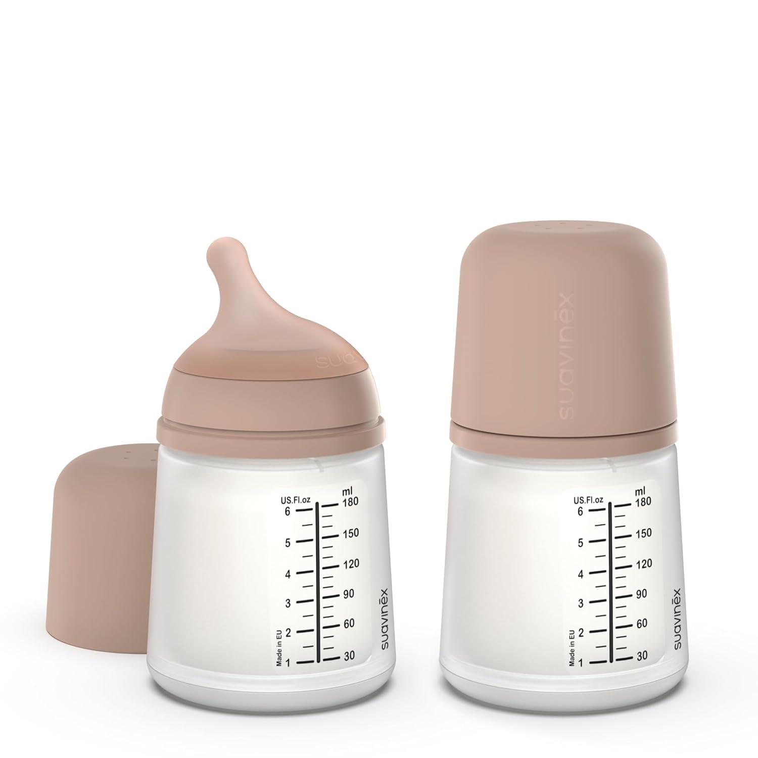 image:imageSuavinex Zero Zero Anti Colic Baby Bottle No 1 Spanish Baby Bottle Brand Minimizes Bottle Rejection amp Nipple Confusion Perfect for Combo Feeding 2pk 6oz180mL Deep Tone Adaptable Flow NippleMedium