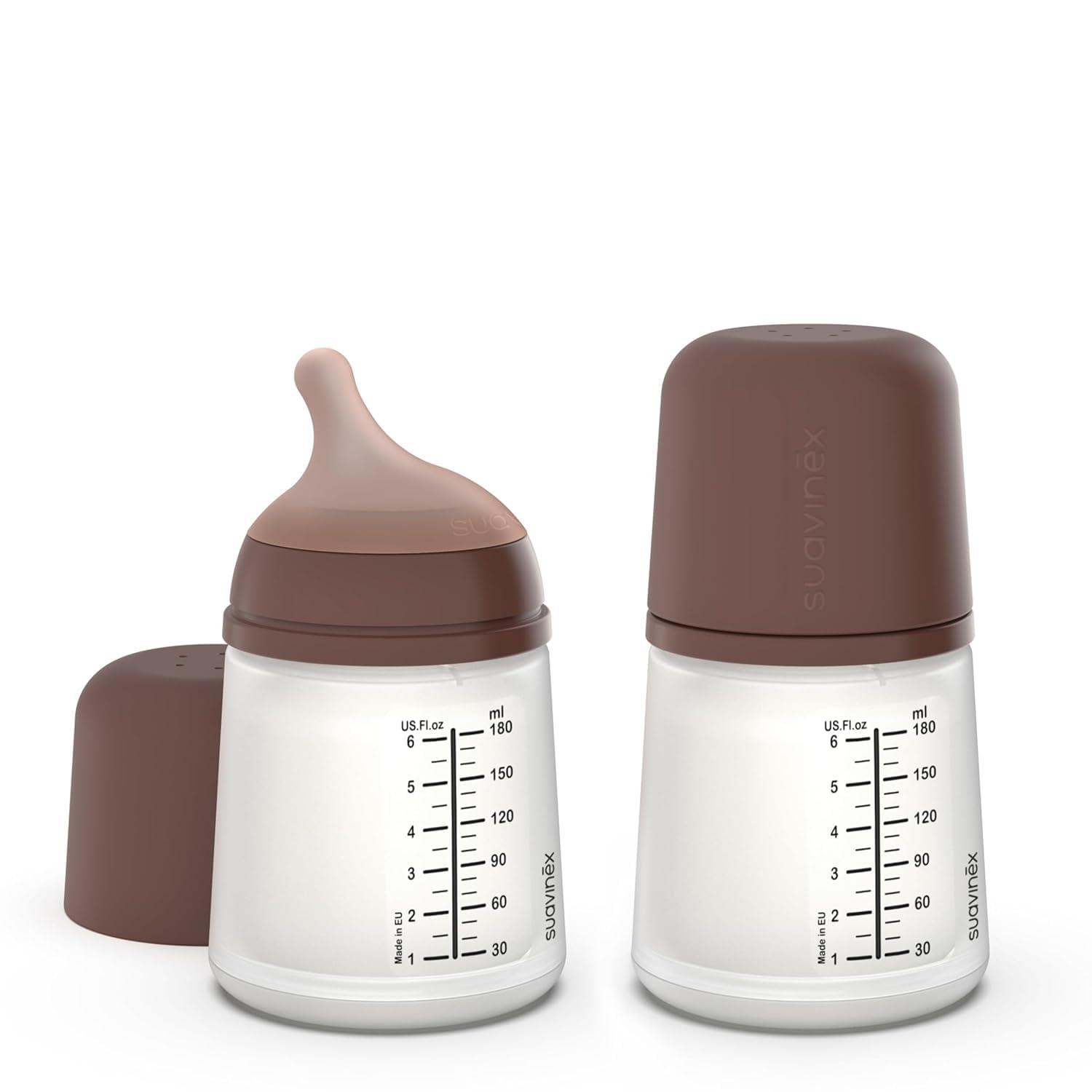 image:imageSuavinex Zero Zero Anti Colic Baby Bottle No 1 Spanish Baby Bottle Brand Minimizes Bottle Rejection amp Nipple Confusion Perfect for Combo Feeding 2pk 6oz180mL Deep Tone Adaptable Flow NippleDeep