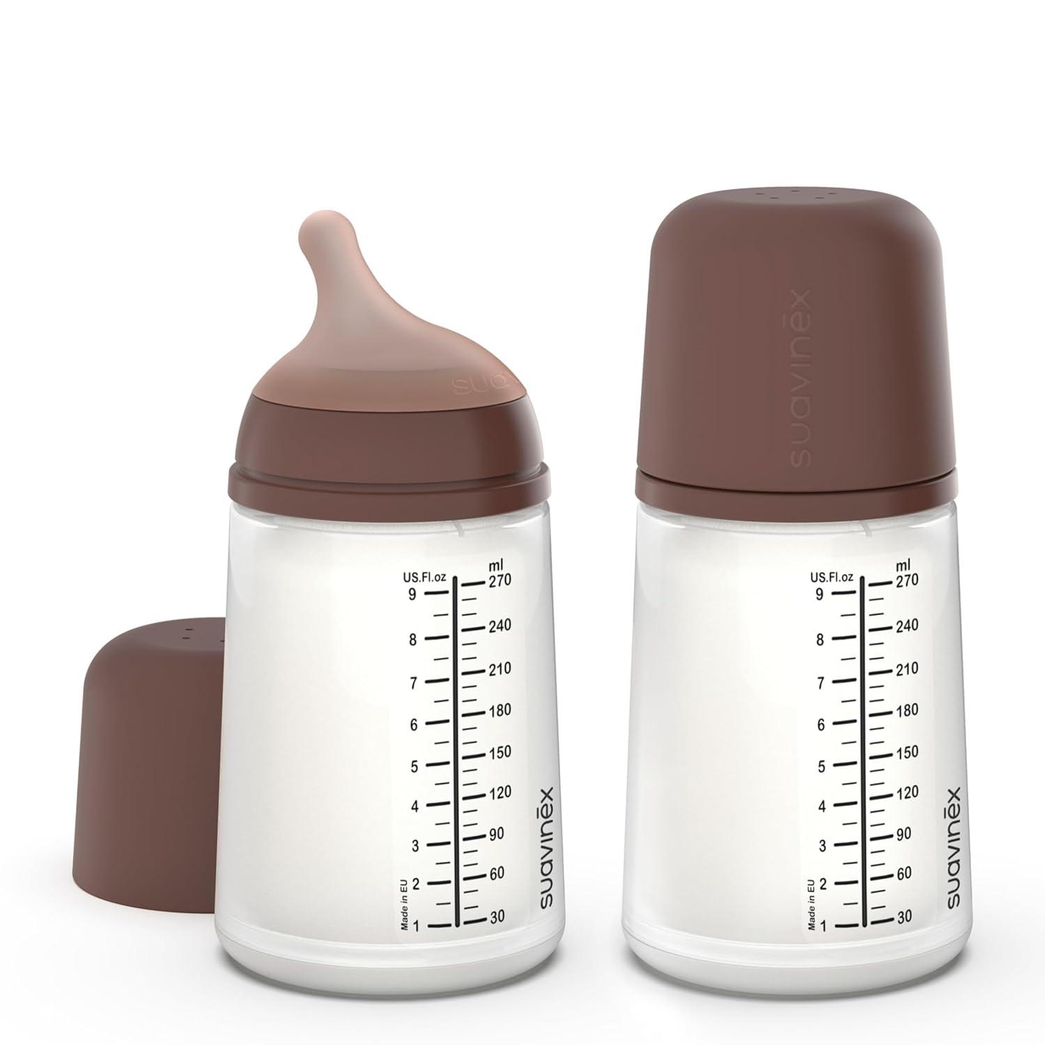 image:imageSuavinex Zero Zero Anti Colic Baby Bottle No 1 Spanish Baby Bottle Brand Minimizes Bottle Rejection amp Nipple Confusion Perfect for Combo Feeding 2pk 6oz180mL Deep Tone Adaptable Flow NippleDeep