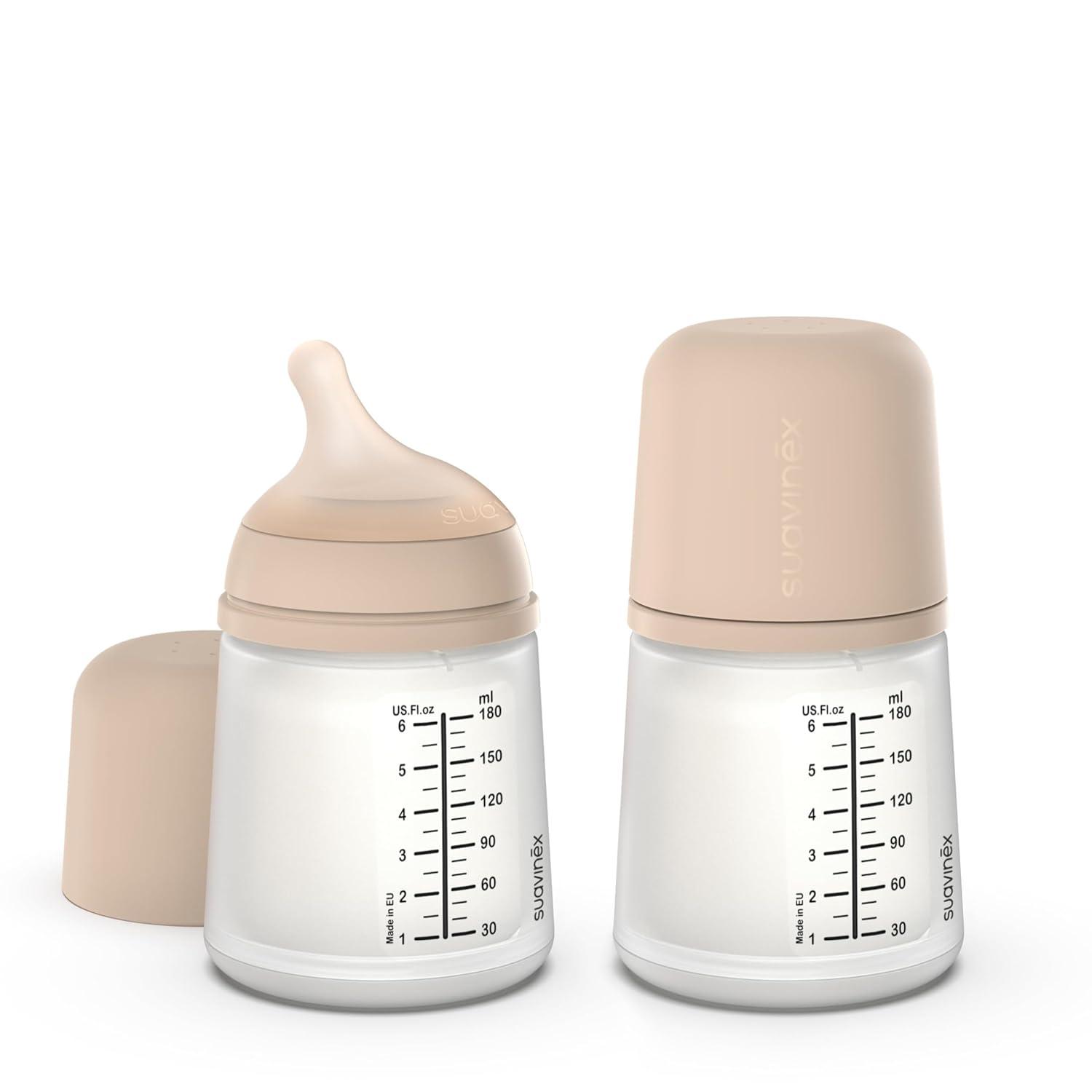 image:imageSuavinex Zero Zero Anti Colic Baby Bottle No 1 Spanish Baby Bottle Brand Minimizes Bottle Rejection amp Nipple Confusion Perfect for Combo Feeding 2pk 6oz180mL Deep Tone Adaptable Flow NippleLight