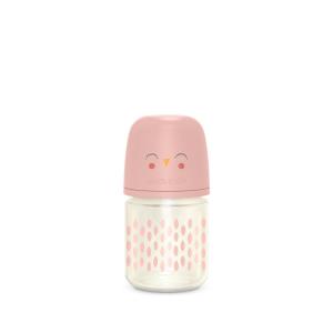 image:imageSuavinex Bonhomia Glass Baby Bottle with SX PRO Silicone Nipple Anti Colic Baby Bottles Baby Bottles for Breastfed Babies Slow Flow 0mo 4oz BeigePink